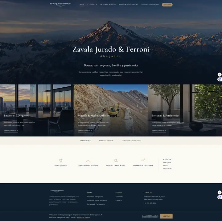 Web de Zavala Jurado & Ferroni, página completa